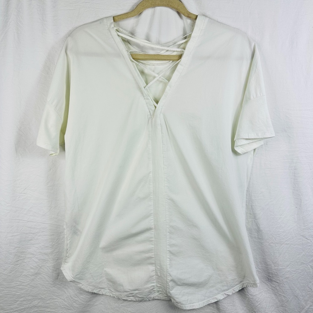 Zara white shirt‎ open back bamboo cotton Size Small Women